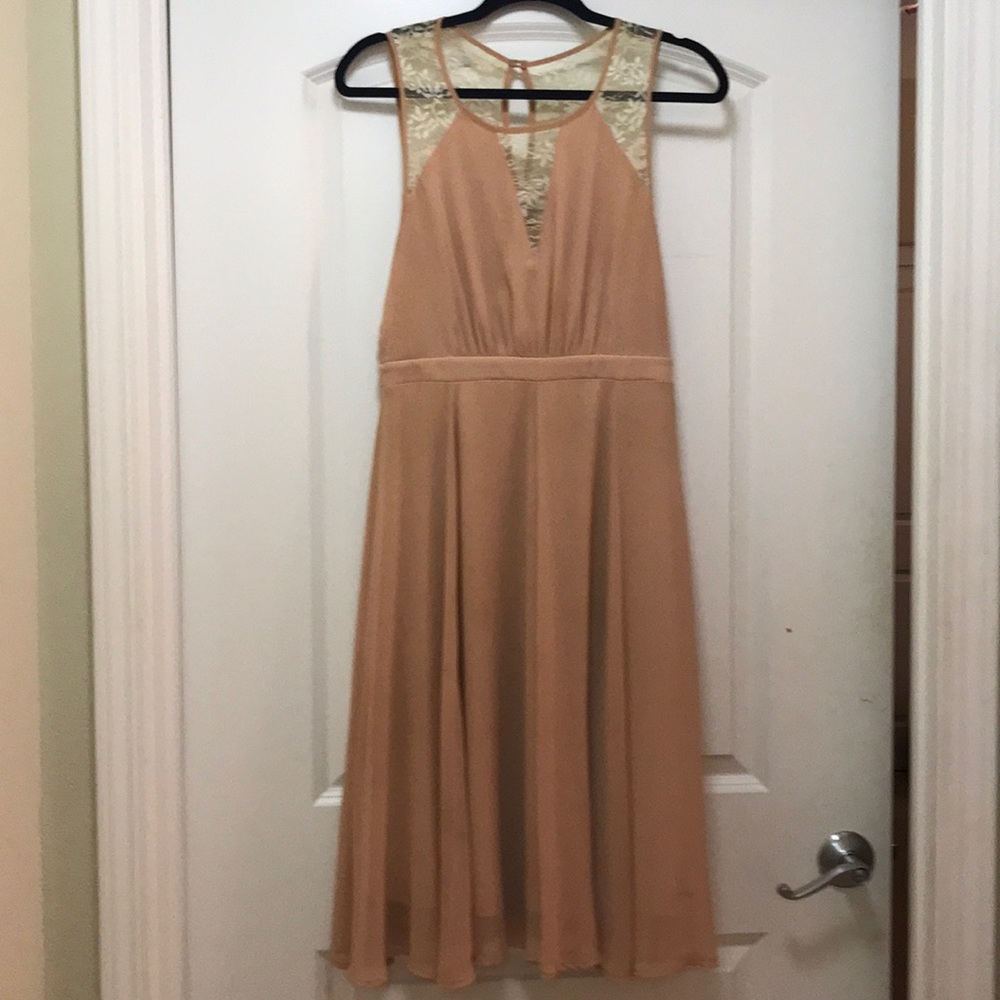 Blush & Lace Tea Length Chiffon Dress